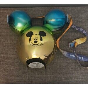 Disney Parks Mickey Blue Gold Ombre Metallic Balloon Popcorn Bucket *Read*